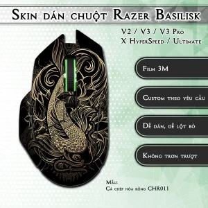 Skin dán chuột Razer Basilisk mẫu Cá chép hóa rồng CHR011