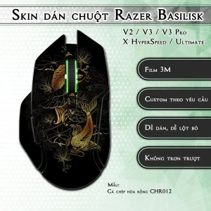 Skin dán chuột Razer Basilisk mẫu Cá chép hóa rồng CHR012
