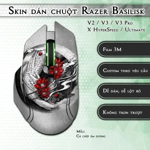 Skin dán chuột Razer Basilisk mẫu Cá chép âm dương