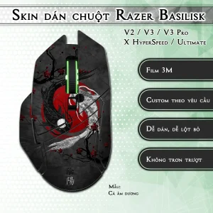 Skin dán chuột Razer Basilisk mẫu Cá âm dương