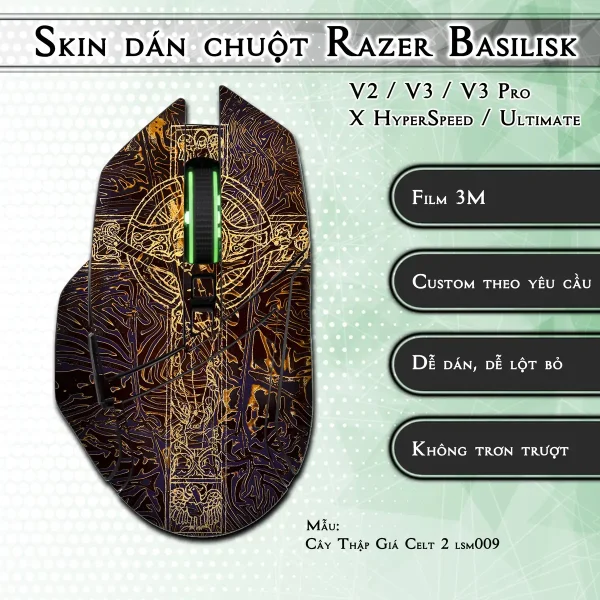 Skin dán chuột Razer Basilisk mẫu Cây Thập Giá Celt 2 lsm009