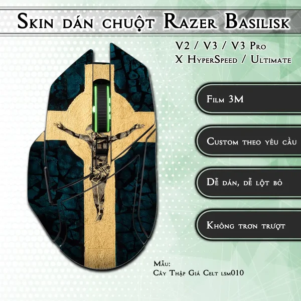 Skin dán chuột Razer Basilisk mẫu Cây Thập Giá Celt lsm010