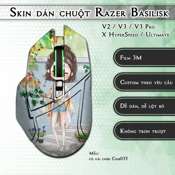 Skin dán chuột Razer Basilisk mẫu cô gái chibi Chib035