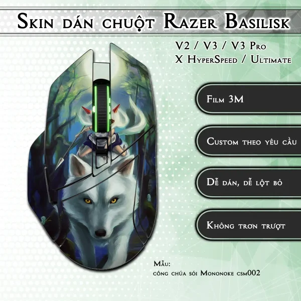 Skin dán chuột Razer Basilisk mẫu công chúa sói Mononoke csm002