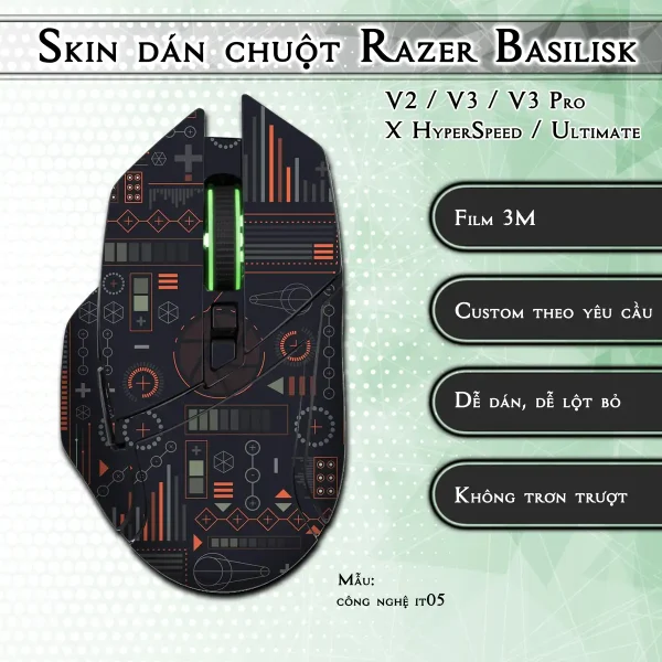 Skin dán chuột Razer Basilisk mẫu công nghệ it05