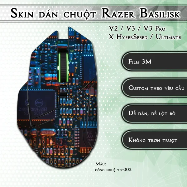 Skin dán chuột Razer Basilisk mẫu công nghệ tec002
