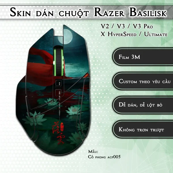 Skin dán chuột Razer Basilisk mẫu Cổ phong acp005