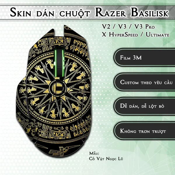 Skin dán chuột Razer Basilisk mẫu Cổ Vật Ngọc Lũ