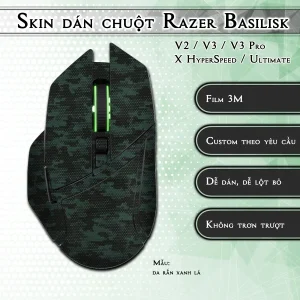 Skin dán chuột Razer Basilisk mẫu da rắn xanh lá
