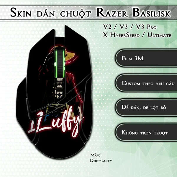 Skin dán chuột Razer Basilisk mẫu Dope-Luffy