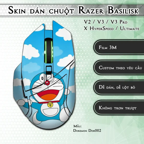 Skin dán chuột Razer Basilisk mẫu Doremon Dor002