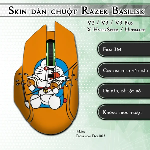 Skin dán chuột Razer Basilisk mẫu Doremon Dor003