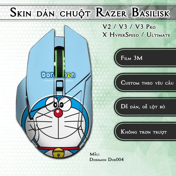 Skin dán chuột Razer Basilisk mẫu Doremon Dor004