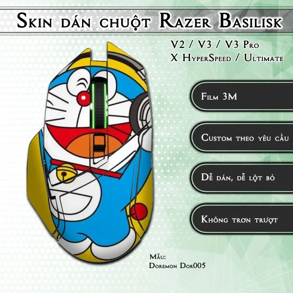 Skin dán chuột Razer Basilisk mẫu Doremon Dor005
