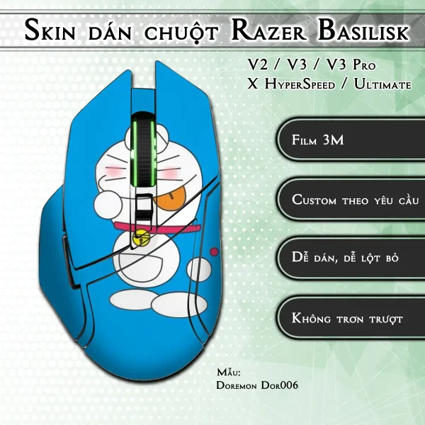Skin dán chuột Razer Basilisk mẫu Doremon Dor006