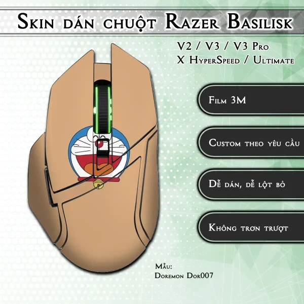 Skin dán chuột Razer Basilisk mẫu Doremon Dor007