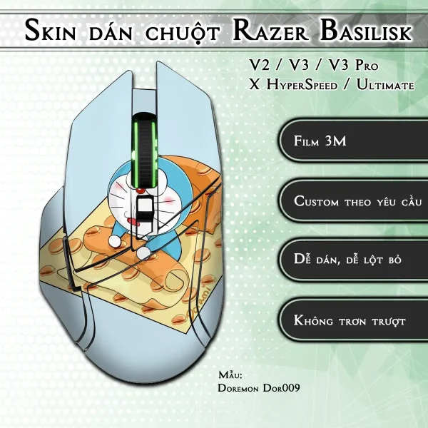 Skin dán chuột Razer Basilisk mẫu Doremon Dor009