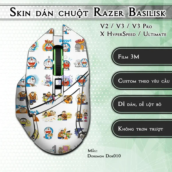 Skin dán chuột Razer Basilisk mẫu Doremon Dor010