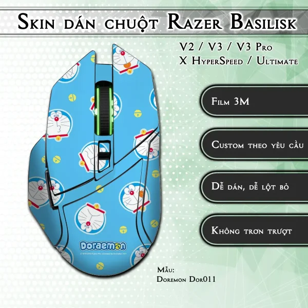 Skin dán chuột Razer Basilisk mẫu Doremon Dor011