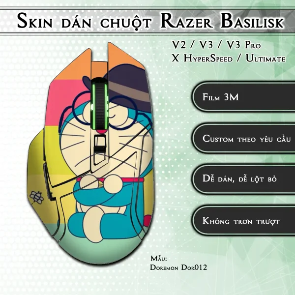 Skin dán chuột Razer Basilisk mẫu Doremon Dor012