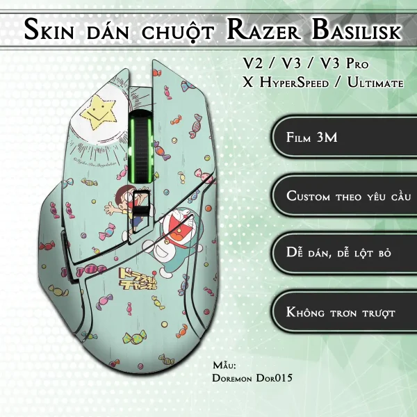 Skin dán chuột Razer Basilisk mẫu Doremon Dor015