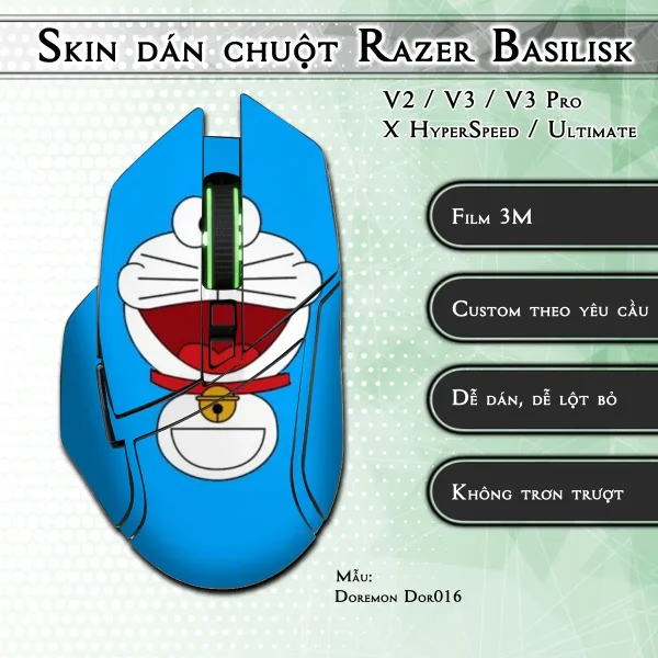 Skin dán chuột Razer Basilisk mẫu Doremon Dor016
