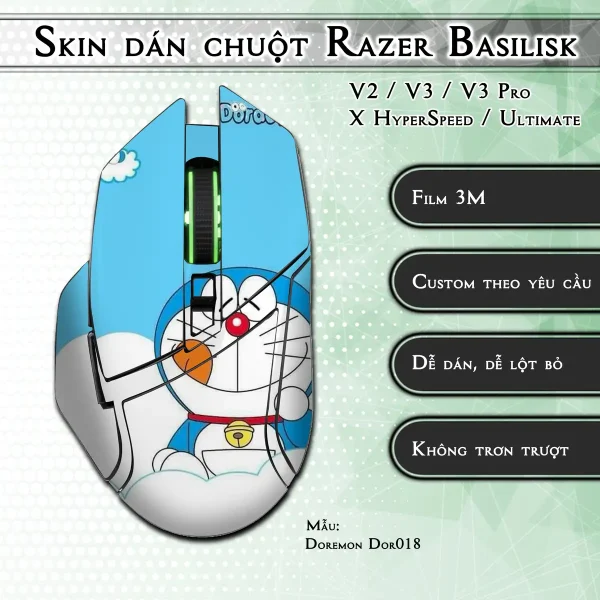 Skin dán chuột Razer Basilisk mẫu Doremon Dor018