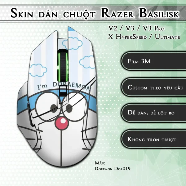 Skin dán chuột Razer Basilisk mẫu Doremon Dor019