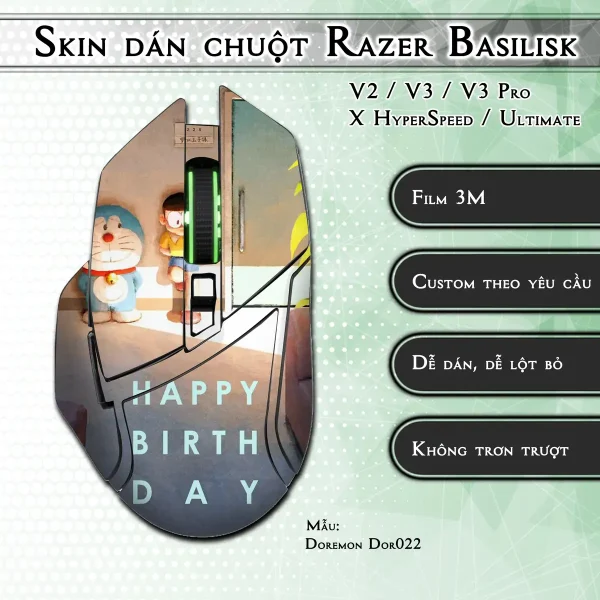 Skin dán chuột Razer Basilisk mẫu Doremon Dor022