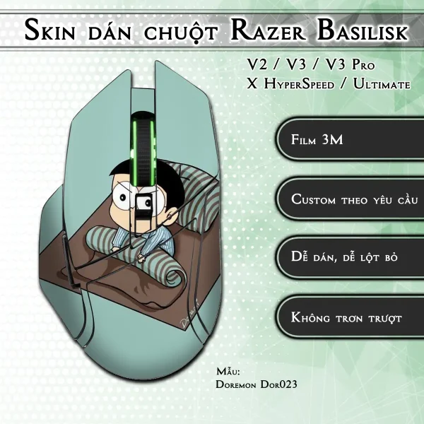 Skin dán chuột Razer Basilisk mẫu Doremon Dor023