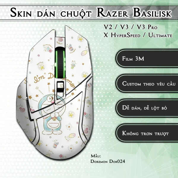 Skin dán chuột Razer Basilisk mẫu Doremon Dor024