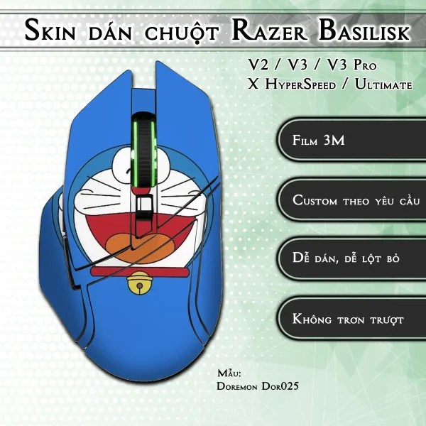 Skin dán chuột Razer Basilisk mẫu Doremon Dor025