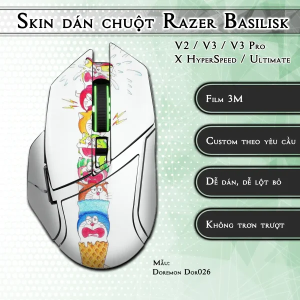 Skin dán chuột Razer Basilisk mẫu Doremon Dor026