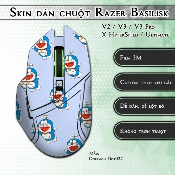 Skin dán chuột Razer Basilisk mẫu Doremon Dor027