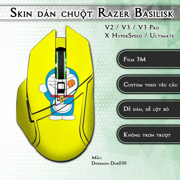 Skin dán chuột Razer Basilisk mẫu Doremon Dor030