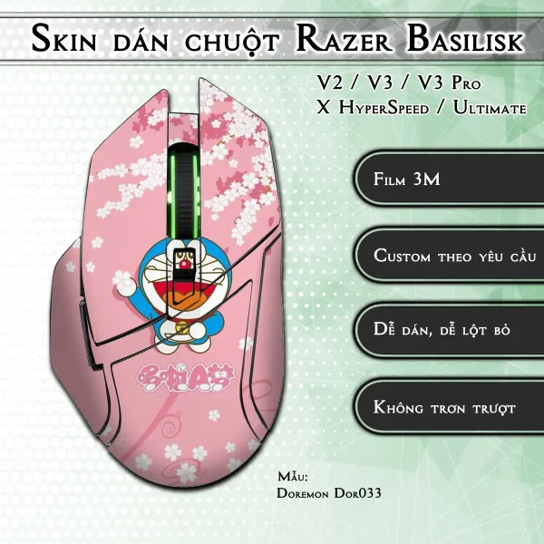 Skin dán chuột Razer Basilisk mẫu Doremon Dor033