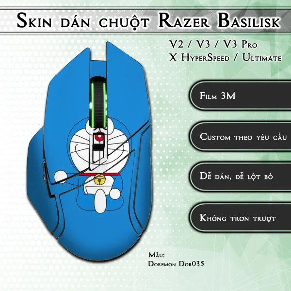 Skin dán chuột Razer Basilisk mẫu Doremon Dor035