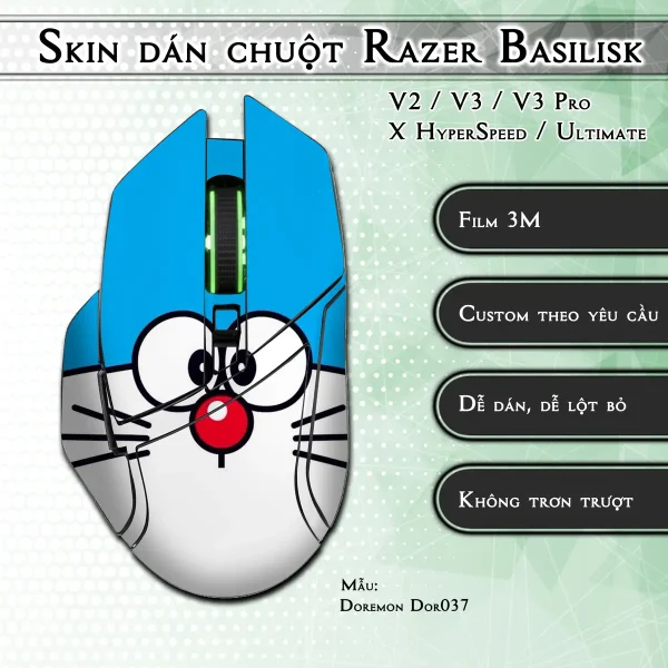 Skin dán chuột Razer Basilisk mẫu Doremon Dor037