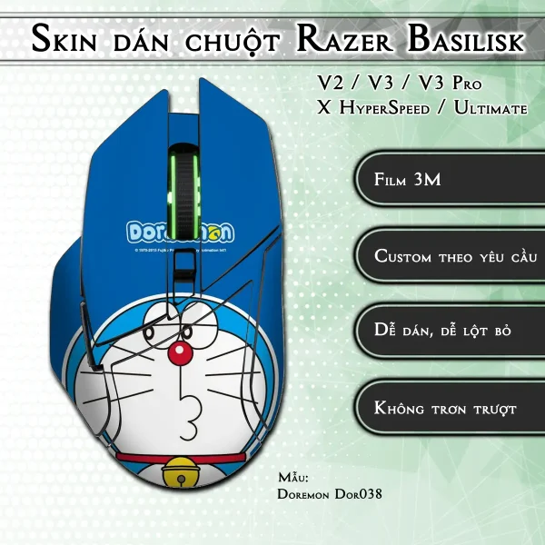 Skin dán chuột Razer Basilisk mẫu Doremon Dor038