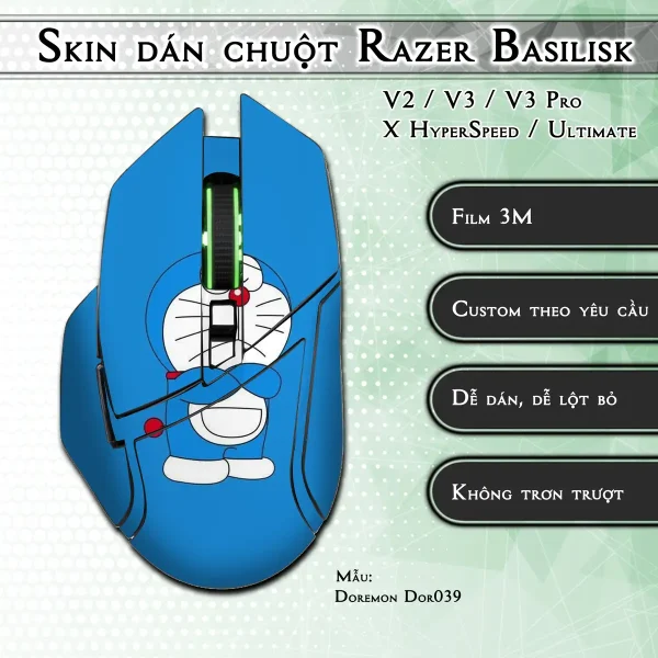 Skin dán chuột Razer Basilisk mẫu Doremon Dor039