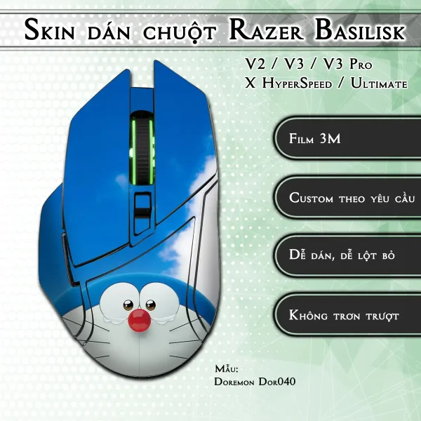 Skin dán chuột Razer Basilisk mẫu Doremon Dor040