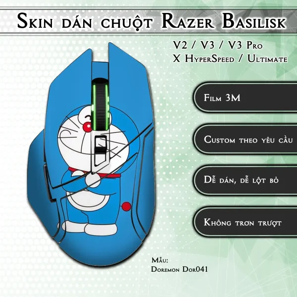 Skin dán chuột Razer Basilisk mẫu Doremon Dor041
