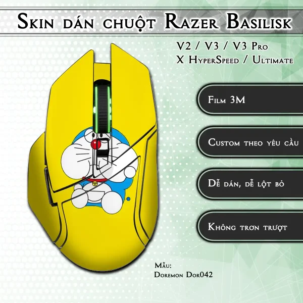 Skin dán chuột Razer Basilisk mẫu Doremon Dor042