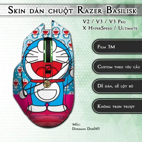 Skin dán chuột Razer Basilisk mẫu Doremon Dor043
