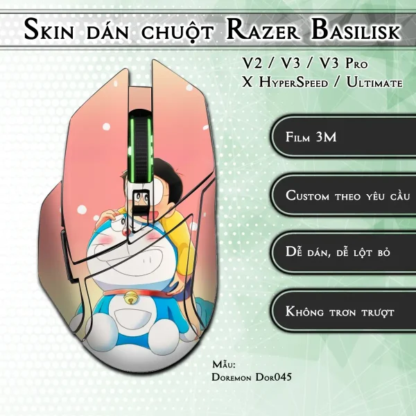 Skin dán chuột Razer Basilisk mẫu Doremon Dor045