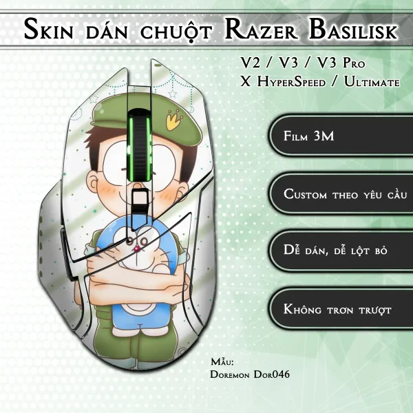 Skin dán chuột Razer Basilisk mẫu Doremon Dor046