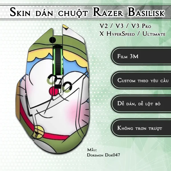 Skin dán chuột Razer Basilisk mẫu Doremon Dor047