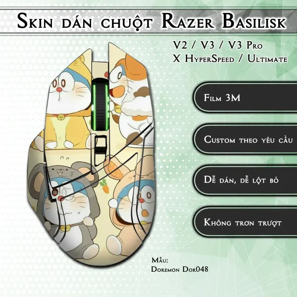 Skin dán chuột Razer Basilisk mẫu Doremon Dor048