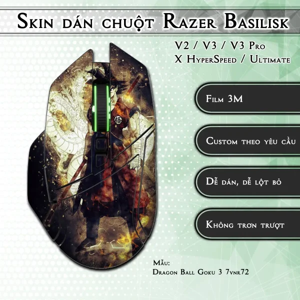 Skin dán chuột Razer Basilisk mẫu Dragon Ball Goku 3 7vnr72