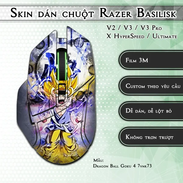 Skin dán chuột Razer Basilisk mẫu Dragon Ball Goku 4 7vnr73